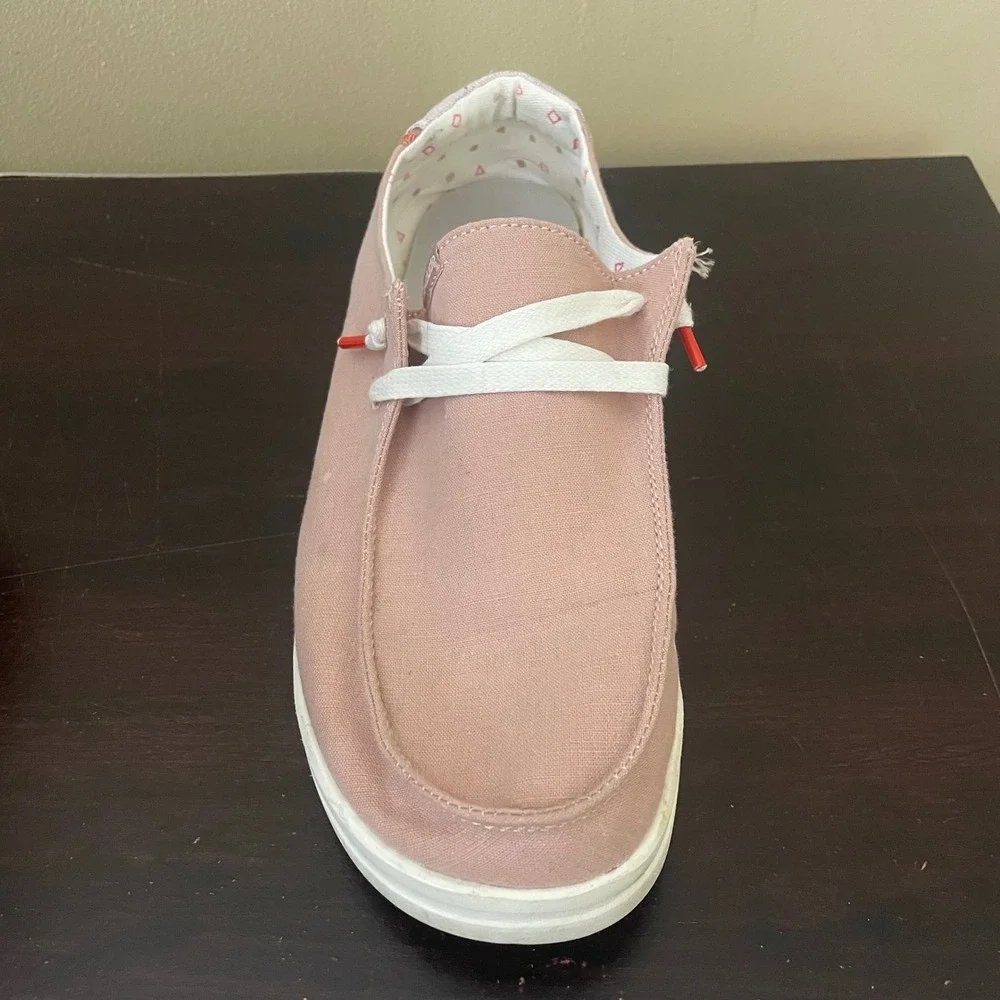 Hey Dude Wendy Rise Chambray Pink Platform Loafers Women Size 8 121945031 - Picture 4 of 8